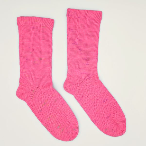 hand cranked socks in hot pink with complimentary highlights